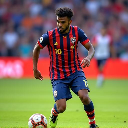 Action shot of Ahmad Ismail, a football player.