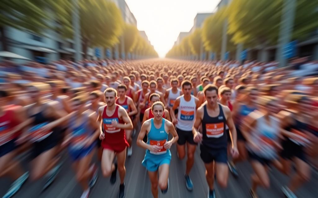 Runners at the starting line of the Singapore International Marathon.